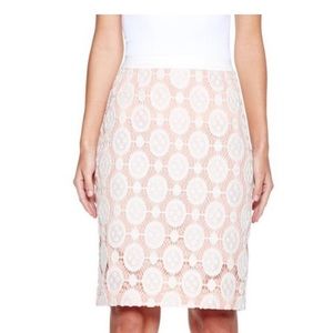 Byron Lars Lace Womans Skirt in cream and pale pink or peach/nude Size 12